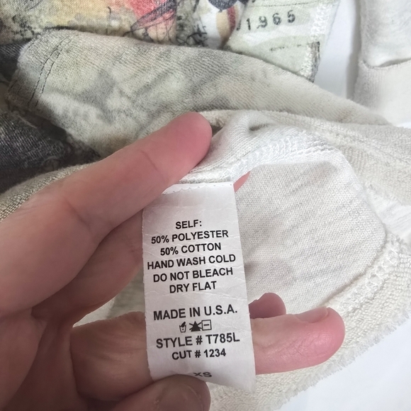 Inoah Floral Shabby Chic Terry Cloth Lagenlook 3/4 Sleeve Top - Picture 7 of 7